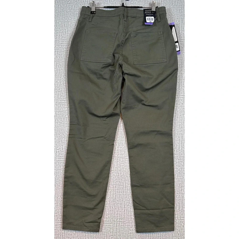 NWT‎ Banana Republic Green High Rise Twill Pant Women 4 Utility Patch Pocket